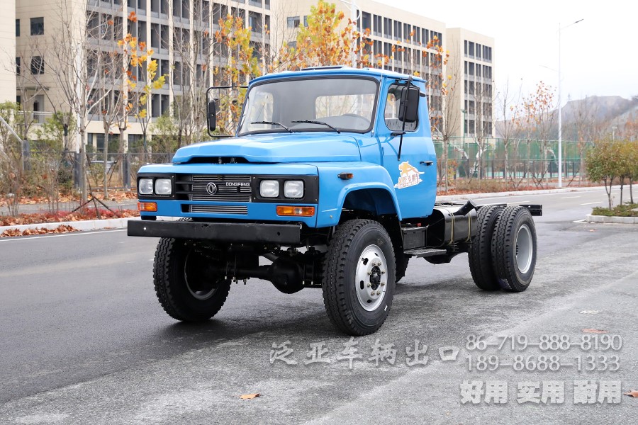 东风4x4蓝色尖头小自卸车底盘_东风170马力越野自卸卡车底盘_东风尖头单排驾驶室自卸车底盘