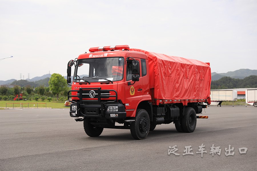 东风4x2大马力越野卡车消防救援车_平头排半驾驶室越野运输车